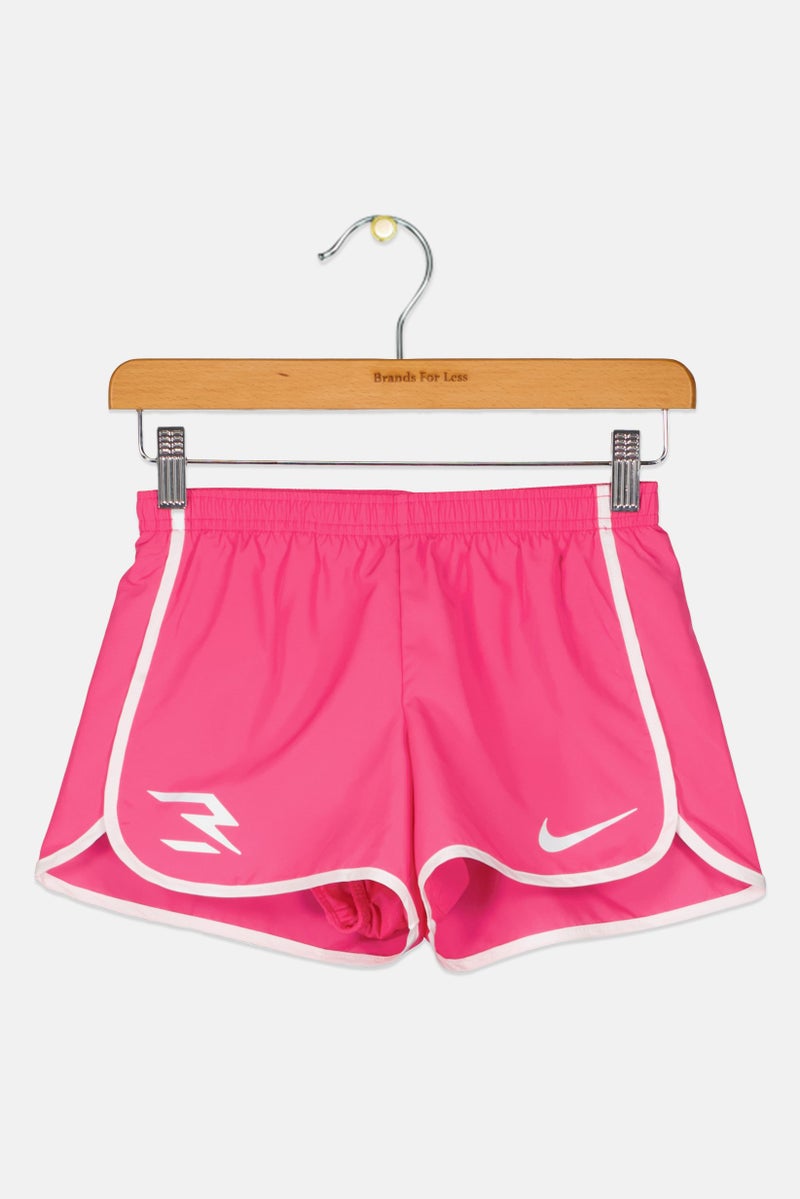 Nike 3Brand by Russell Wilson Kids Girl Sportswear Fit Brand Logo Shorts, Pink - Image 1
